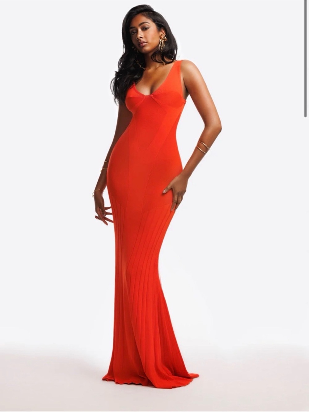 Hanifa Vibrant Red Fitted Maxi Gown
